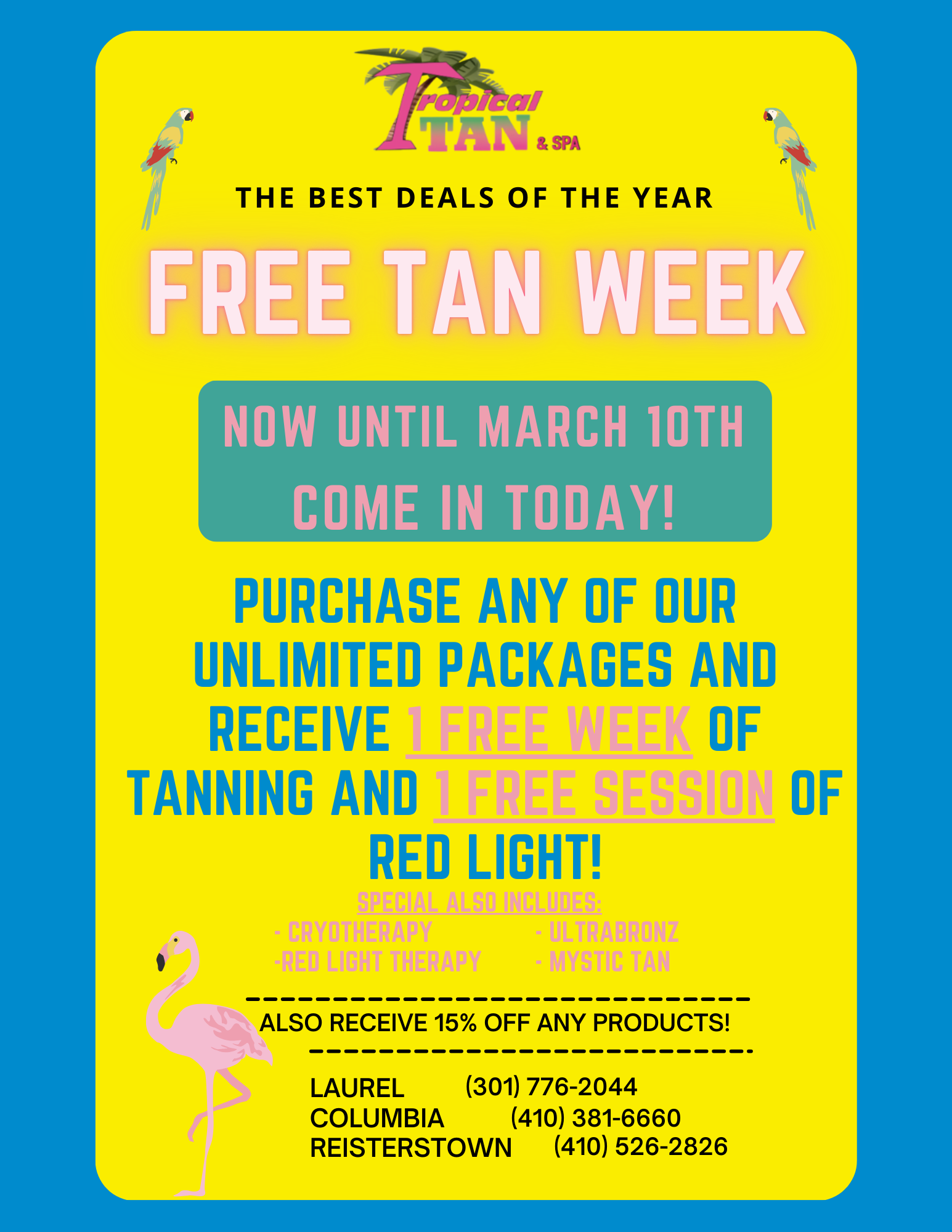 Tropical Tan February 2025 Specials